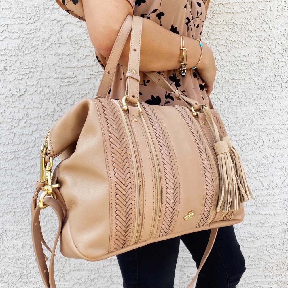SOLD Brahmin Delaney Satchel Khaki Knoxville - Picture 2 of 16